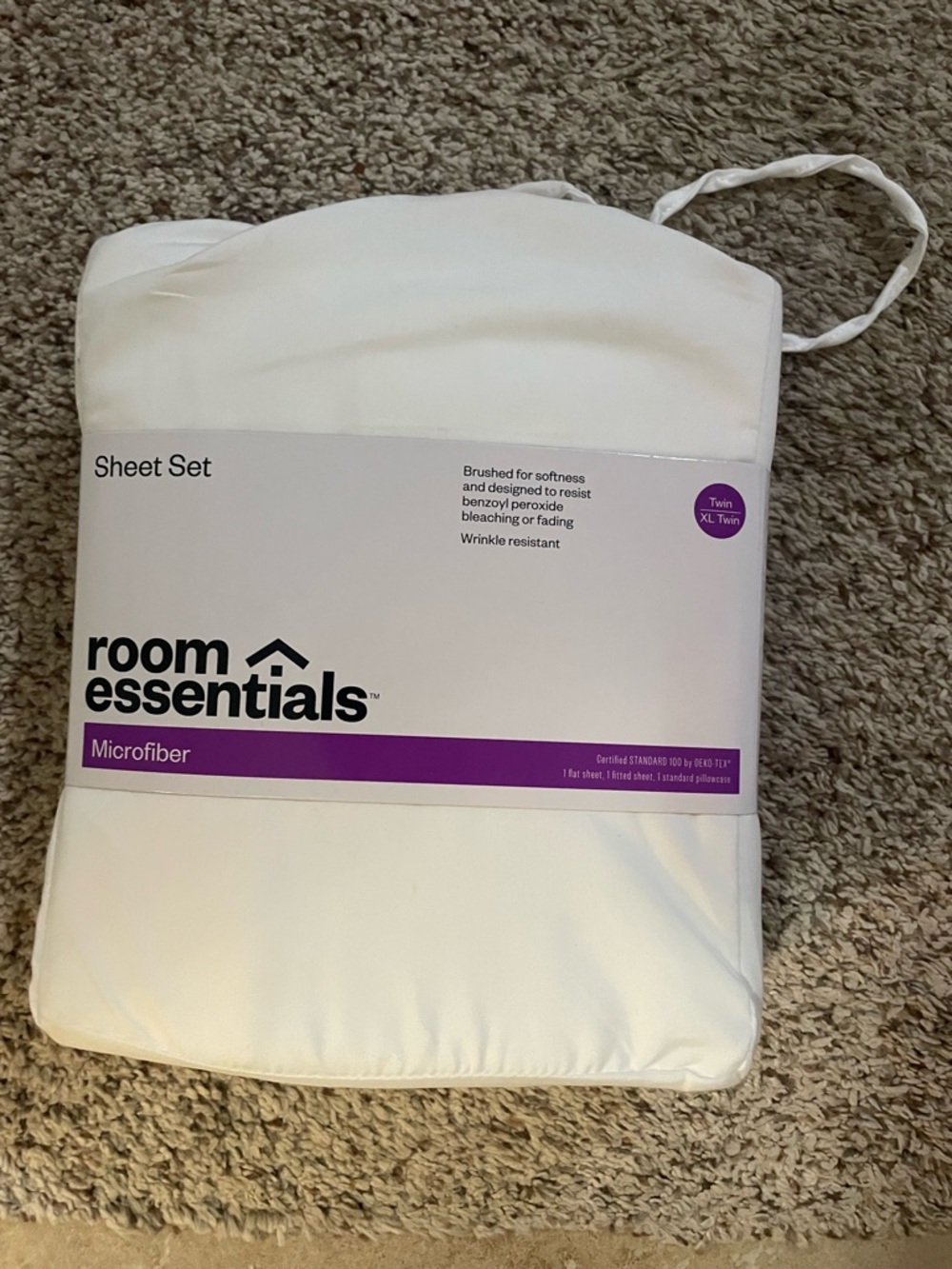 Room Essentials White Microfiber Sheet Set (brand new, never used)